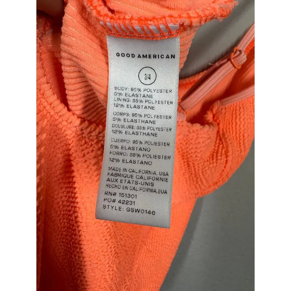 Good American Size 3/4 Always Fit One Piece Swimsuit Swimwear Beachwear Orange